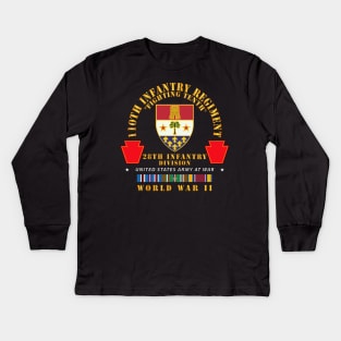 110 Infantry Regiment - FIghting Tenth - DUI  - 28th ID - WWII w EUR SVC X 300 Kids Long Sleeve T-Shirt